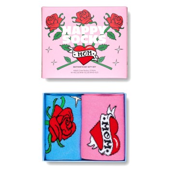 Happy socks Strømper 2P Mom Gift Box Rosa Mønster  Str 36/40 Dame