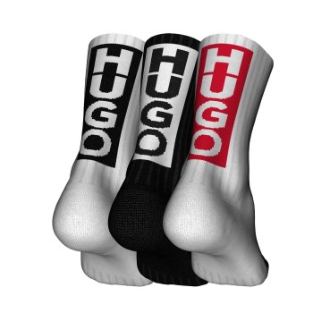HUGO Strømper 3P Back Label Socks Rød/Sort Str 39/42