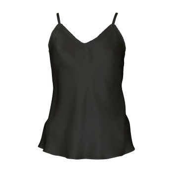 Lady Avenue Pure Silk Camisole With Cording Sort silke Medium Dame