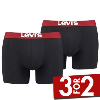 Levis 2P Base Boxer Sort/Rød bomuld X-Large Herre