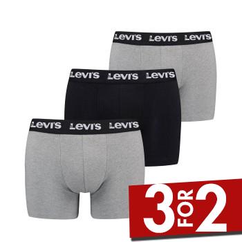 Levis 3P Repeat Logo Boxer Brief Multi Sort/Grå bomuld Medium Herre