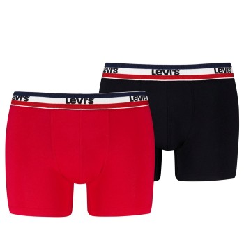Levis 2P Sportswear Logo Base Boxer Sort/Rød bomuld Large Herre