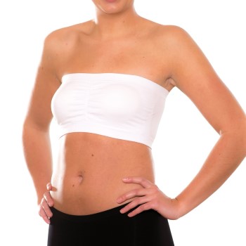 Magic BH Bandeau Push Up Bra Hvid nylon Large Dame