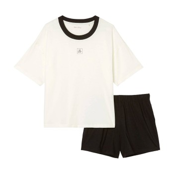 Marc O’Polo Marc O Polo Organic Cotton Short Pyjama Set Hvid/Sort bomuld Large Dame