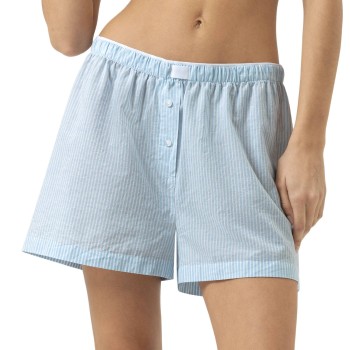 Mey Cotton Stripes Lounge Shorts Hvid/Lyseblå bomuld Small Dame