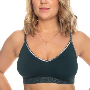Missya BH Lucia Glitter Bra Top Mørkgrøn  polyamid Large Dame
