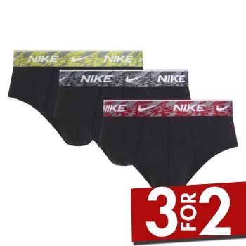 Nike 3P Everyday Essentials Cotton Stretch Hip Brief Rød/Grå bomuld Small Herre