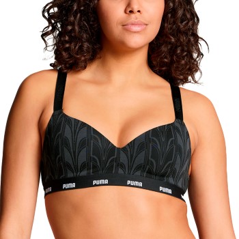 Puma BH Printed Padded Top Sort bomuld X-Small Dame