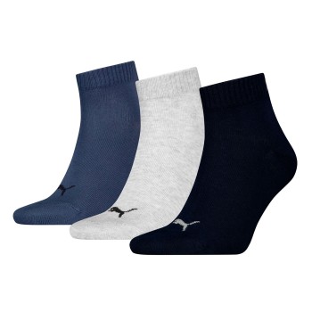 Puma Strømper 3P Quarter Socks Marineblå/Grå Str 39/42