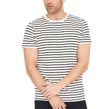 Resteröds Bamboo Crew Neck Sort stribet Large Herre
