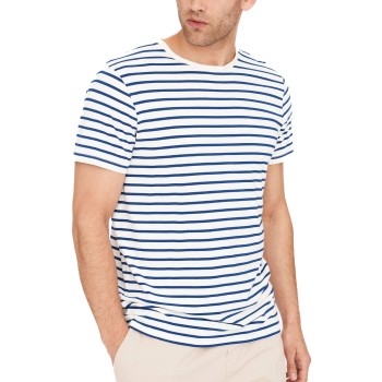 Resteröds Bamboo Crew Neck Blåstribet Small Herre