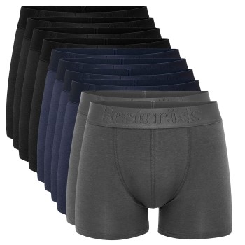 Resteröds 10P Gunnar Bamboo Boxer Brief Grå/Blå Small Herre