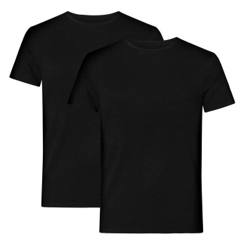 Resteröds 2P Organic Cotton Crew Neck Sort økologisk bomuld 2XL Herre