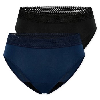 Schiesser Trusser 2P Care Rio Period Pants Sort/Blå bomuld 44 Dame