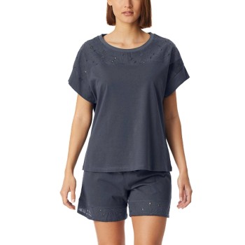 Schiesser Casual Nightwear Short Pyjama Set Mørkgrå  bomuld 40 Dame