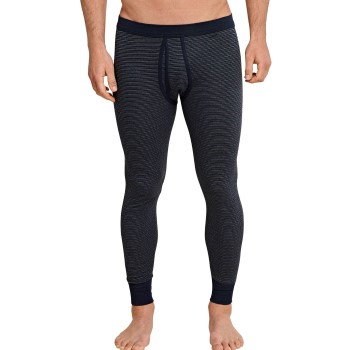 Schiesser Lange Underbukser Classic Daywear Long Underpants With Fly Mørkblå bomuld XX-Large Herre
