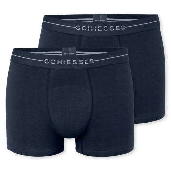 Schiesser 2P Cotton Flex Trunks Marineblå bomuld Medium Herre