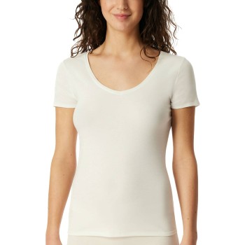 Schiesser Fine Rib T-shirt Champagne bomuld Small Dame