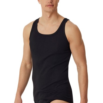 Schiesser 2P Fine Ribbed Undershirts 3XL-4XL Sort bomuld 3XL Herre