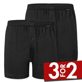 Schiesser 2P Long Boxershorts Sort bomuld 5XL Herre