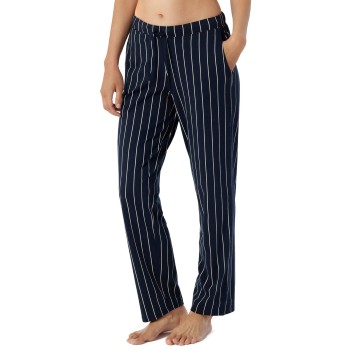 Schiesser Mix and Relax Jersey Long Lounge Pants Marine Stribet bomuld 34 Dame