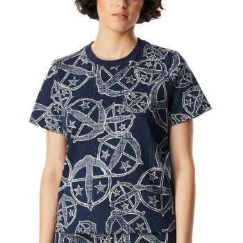 Schiesser Mix and Relax Short Sleeve Shirt Mørkblå bomuld Large Dame