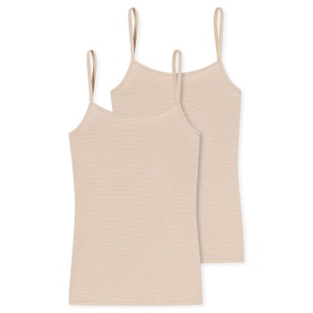 Schiesser 2P Modal Essentials Spaghetti Strap Tops Beige 4XL Dame