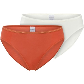 Schiesser Trusser 2P Modal Essentials Tai Colored Orange/Hvid modal 40 Dame