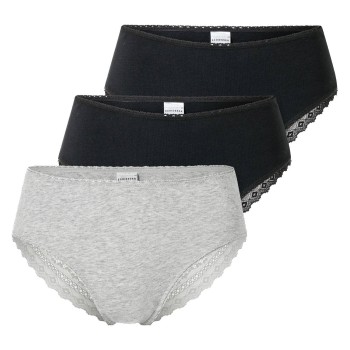 Schiesser Trusser 3P Modern Brazillian Slips Sort/Grå bomuld 36 Dame