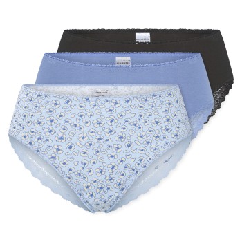 Schiesser Trusser 3P Modern Brazillian Slips Sort/Blå bomuld 36 Dame