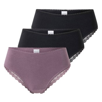 Schiesser Trusser 3P Modern Brazillian Slips Violet/Sort bomuld 40 Dame