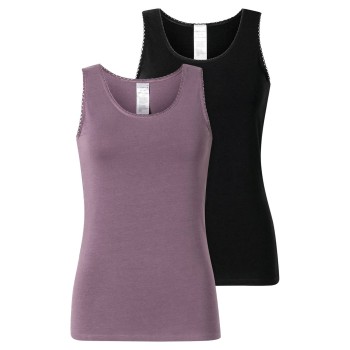 Schiesser 2P Modern Lace Top Violet/Sort bomuld 36 Dame