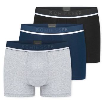 Schiesser 3P Organic Cotton Woven Boxer Brief Mørkblå bomuld Large Herre