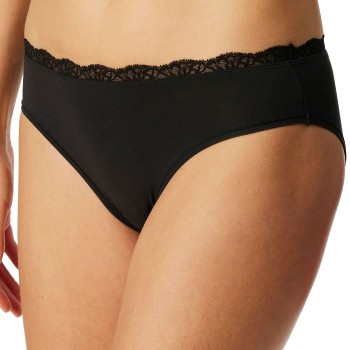 Schiesser Trusser Unique Cotton Rio Brief With Lace Sort bomuld 48 Dame