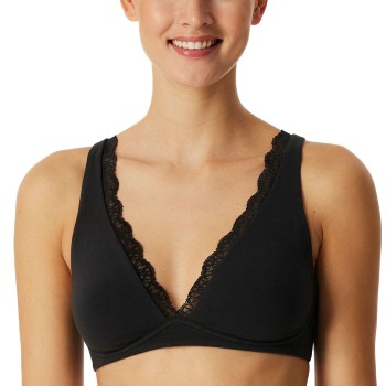Schiesser BH Unique Cotton Soft Bra With Lace Sort bomuld C 80 Dame