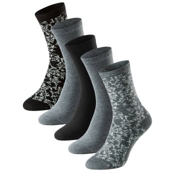 Schiesser Strømper 5P Women Blue Bird Socks Sort/Grå Str 35/38 Dame