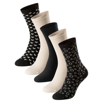 Schiesser Strømper 5P Women Blue Bird Socks Sort m Beige Str 39/42 Dame