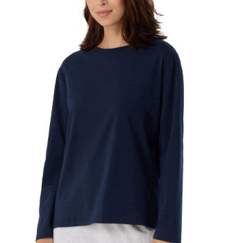 Schiesser Women Mix and Relax Long Sleeved Shirt Mørkblå bomuld 44 Dame