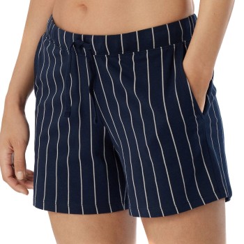 Schiesser Women Mix and Relax Shorts Marine Stribet bomuld 44 Dame