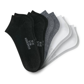 Schiesser Strømper 5P Women Sneaker Socks Sort/Grå Str 35/38 Dame
