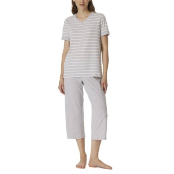 Se Schiesser Women Three Quarter Pyjamas Hvid/Grå bomuld 44 Dame hos Timarco