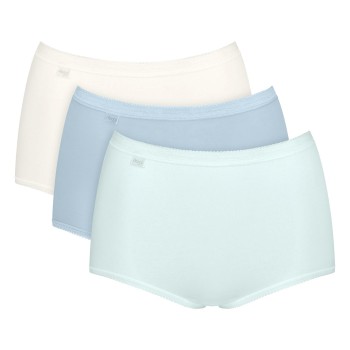 Sloggi Trusser 3P Basic Plus Maxi Colored Hvid/Lyseblå bomuld 40 Dame