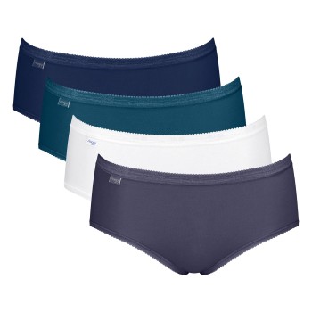Sloggi Trusser 4P Basic Plus Midi Color Marine/Blå bomuld 42 Dame