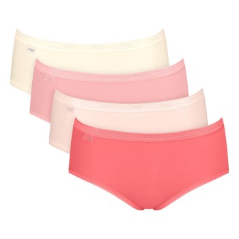 Sloggi Trusser 4P Basic Plus Midi Color Rød/Rosa bomuld 46 Dame