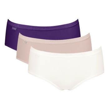 Sloggi Trusser 3P Basic Plus Midi Colored Hvid/Violet bomuld 48 Dame