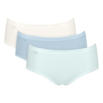 Sloggi Trusser 3P Basic Plus Midi Colored Hvid/Lyseblå bomuld 50 Dame