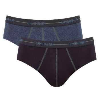 Sloggi 2P For Men Start Midi Sort/Blå bomuld Large Herre