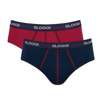 Sloggi 2P For Men Start Midi Marine/Rød bomuld Small Herre