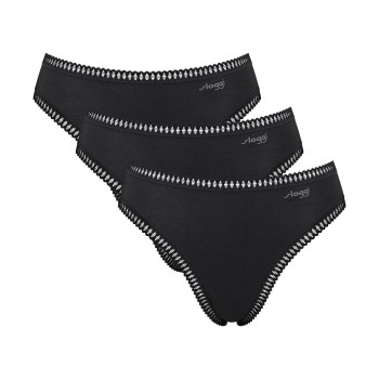 Sloggi Trusser 3P GO Crush High Leg Briefs Sort bomuld Small Dame