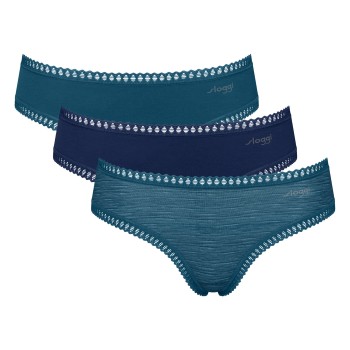 Sloggi Trusser 3P GO Crush Hipster Briefs Marine/Blå bomuld Small Dame